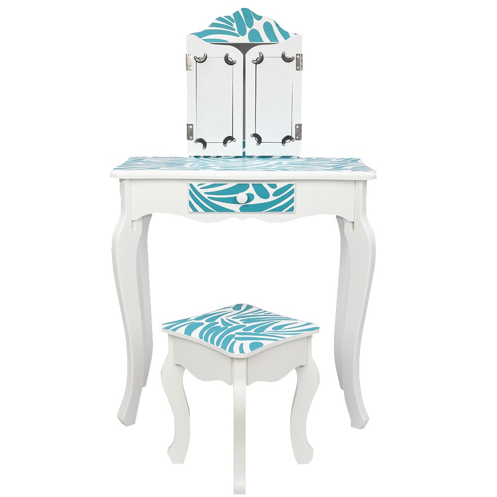 Curved Foot Children Dressing Table Blue Zebra gallery