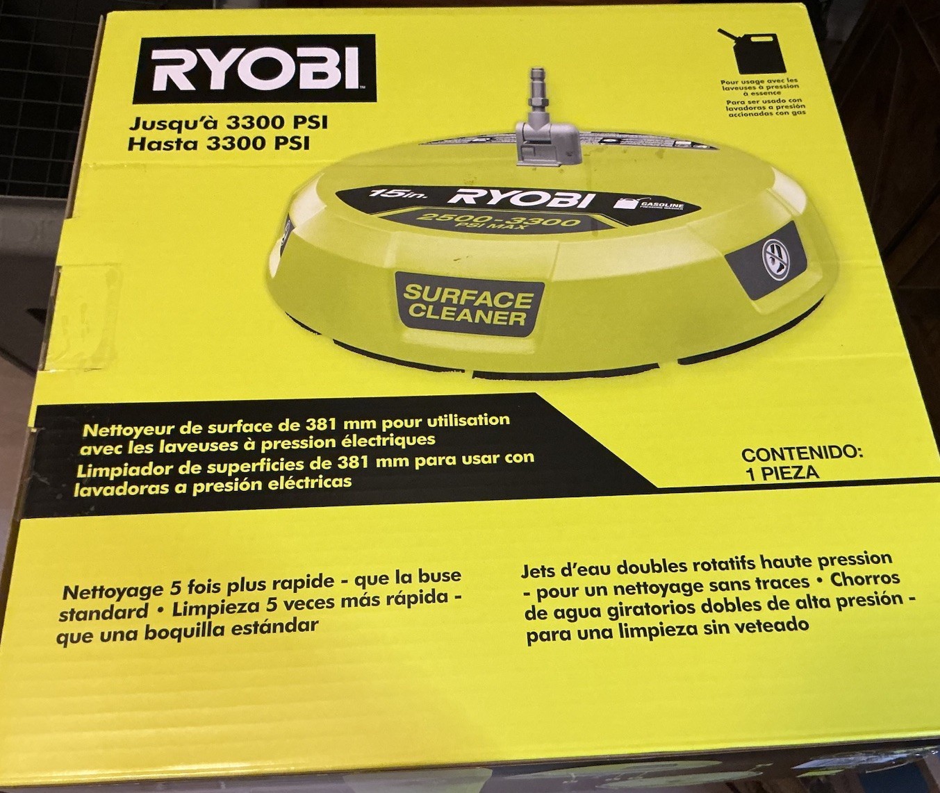 Ryobi RY31SC01 15 in. 3300 PSI Surface Cleaner for Gas Pressure Washer NEW gallery