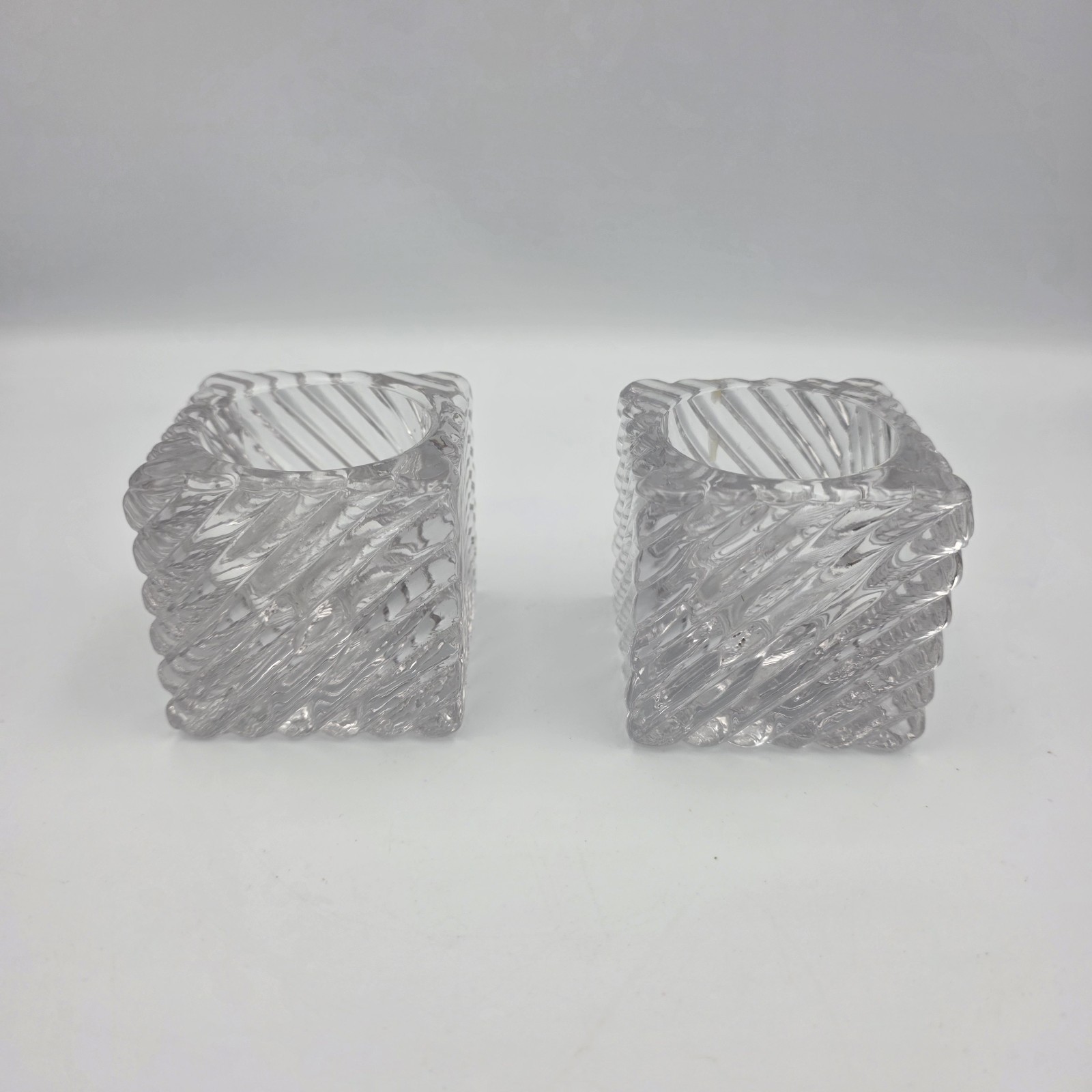 2~Mikasa Clear Ribbed Crystal Square Candle Holders Votive & Taper & Tea Light gallery