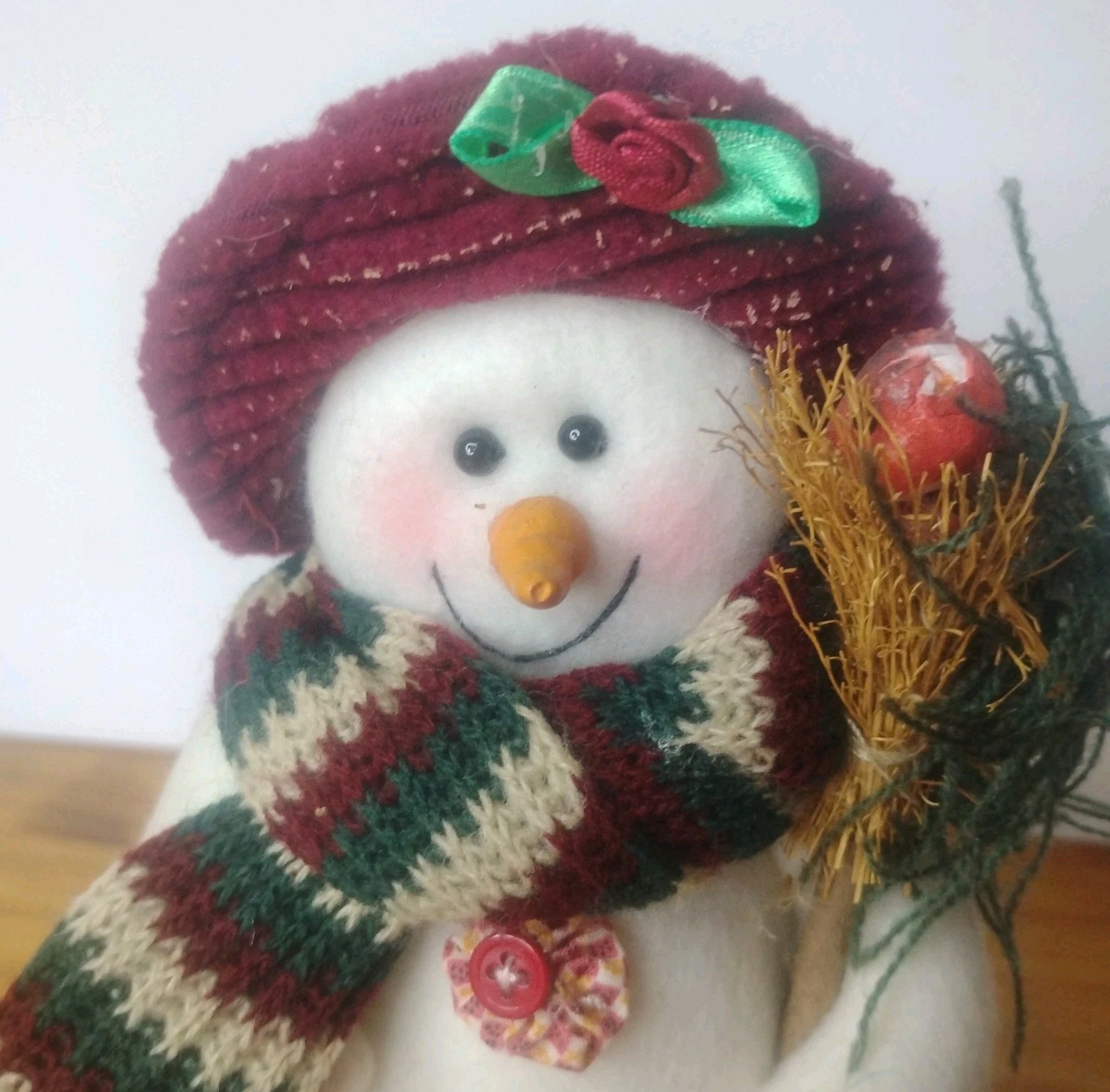 Snowman Plush Weighted Doorstop for Cozy Winter Decor Red Hat Scarf Birdhouse gallery