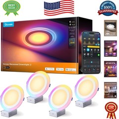 Transform Your Home with Smart RGBIC LED Recessed Lights – 4-Pack for All Rooms