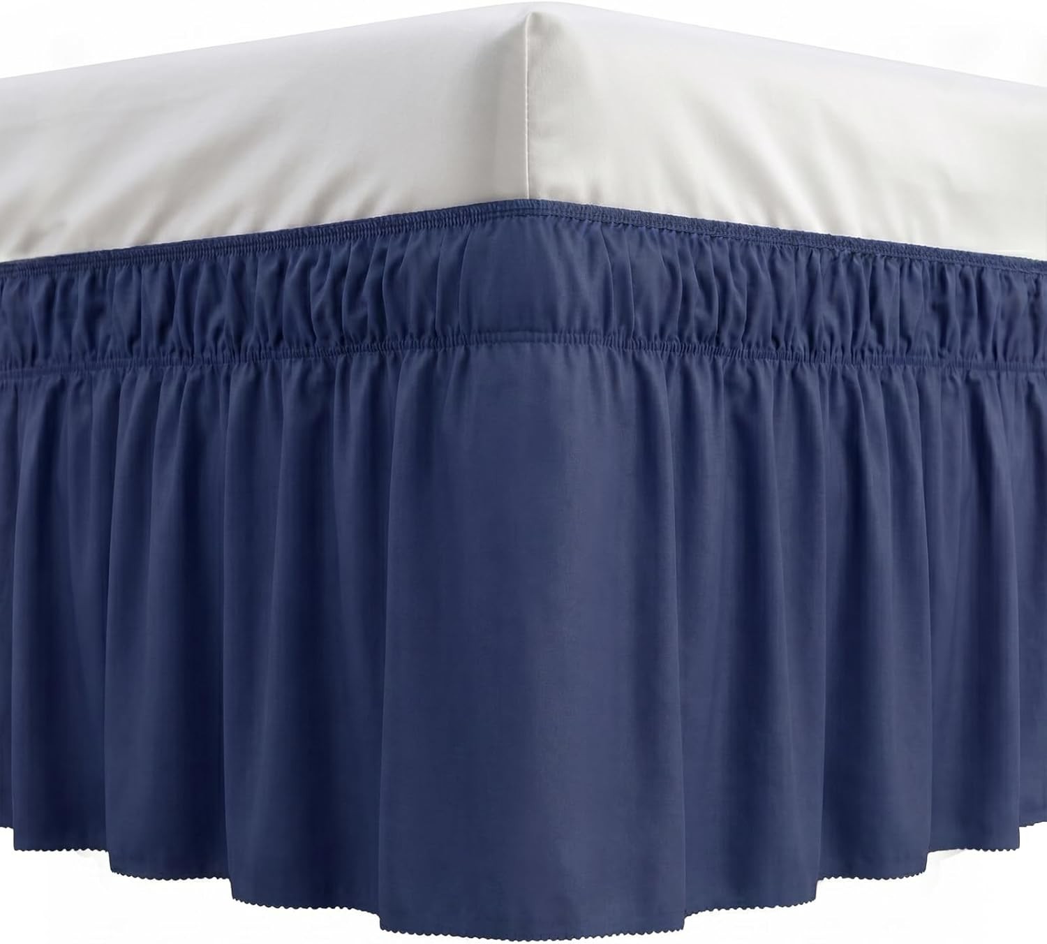 Full Size Bed Skirt 16" Drop Wrap Around Dust Ruffle with Elastic Band Navy gallery