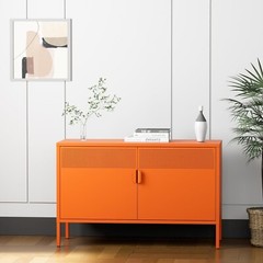 Elegro 25″Orange Metal Sideboard Storage Cabinet For Home,Office,Entryway,Garage