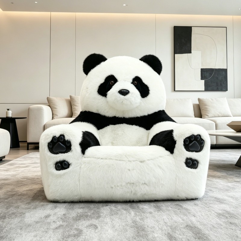 Cute Panda Couch Inflatable Premium Plush Sofa Single Lounge Chair - Living Room gallery