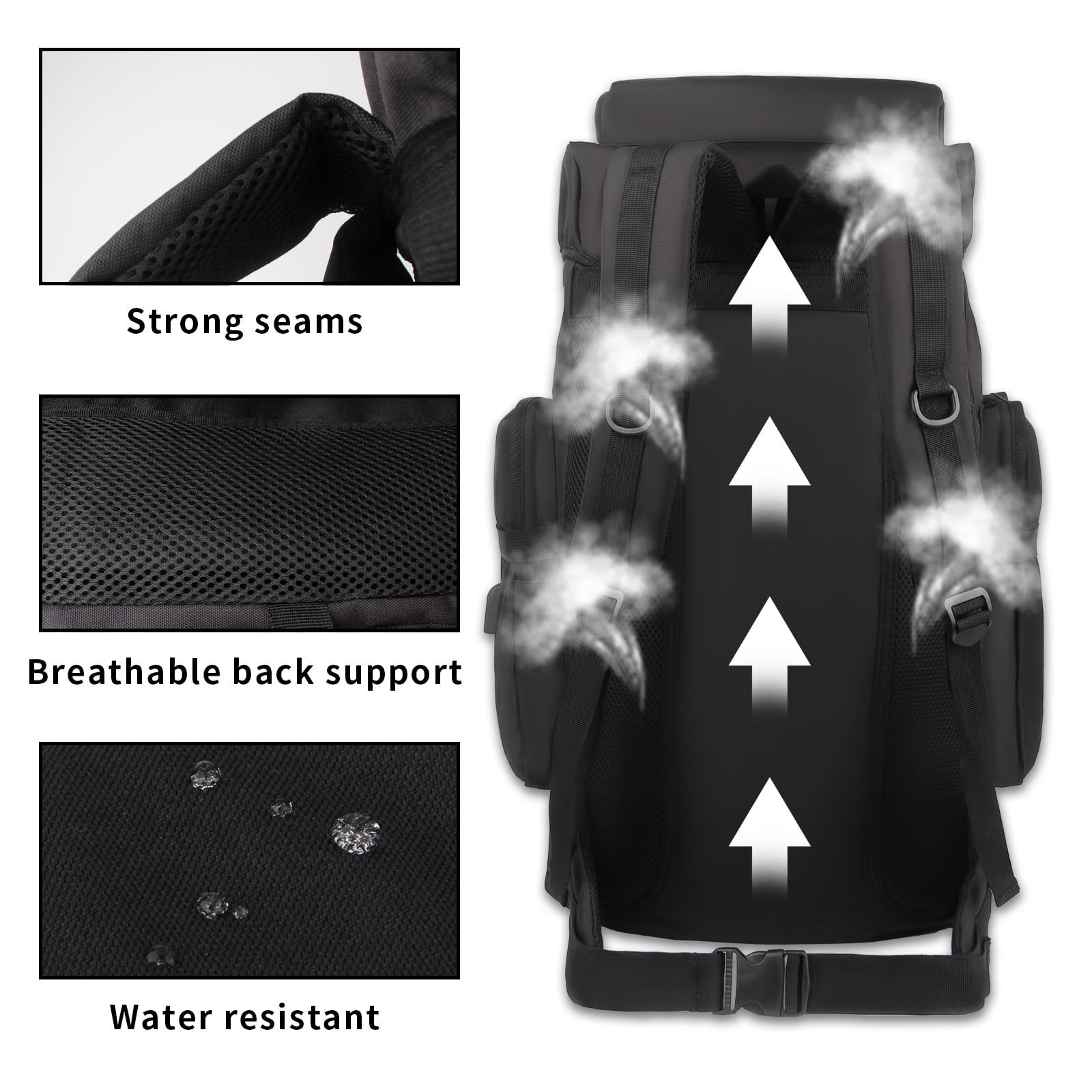80L Hiking Backpack Large Capacity Tactical Durable Frame Molle Rucksack with... 5