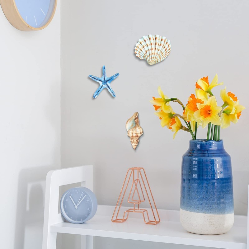 Yookeer 4 Pcs Beach Wall Decor Seashell Starfish Small, as pictures shown gallery