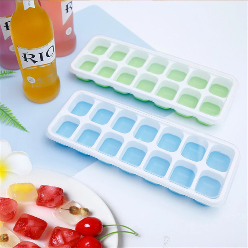 Ice Cube Tray, 4 Pack Silicone Ice Tray, 14 Ice Cube Molds with Lids, Stackable gallery