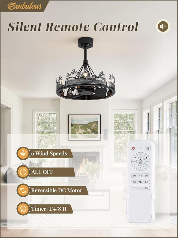 Rustic 20" Ceiling Fan with Light & Remote, Bear & Deer Design for Home gallery