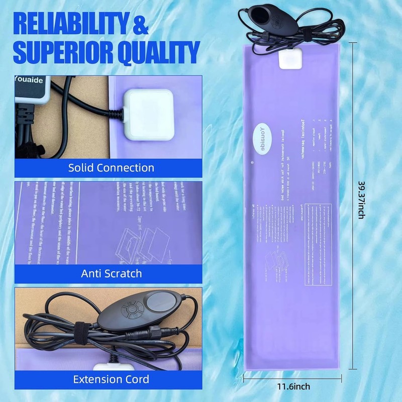 Smart Waterbed Heater with LED Digital Controller, 250W Waterbed Heating Pad for gallery
