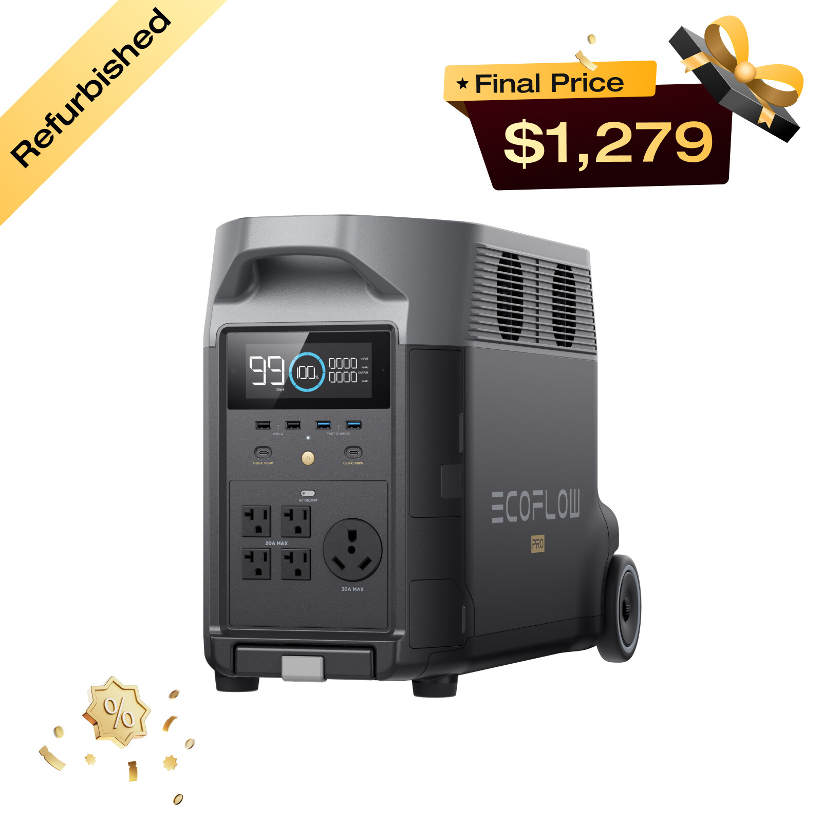 EcoFlow DELTA Pro 3600Wh Power Station Generator Certified Refurbished, LFP gallery