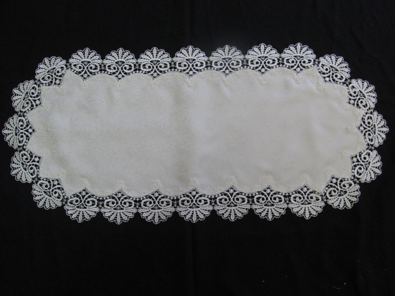 Doily Boutique Table Runner or Doily with Bleached White or Ivory Fancy Lace gallery