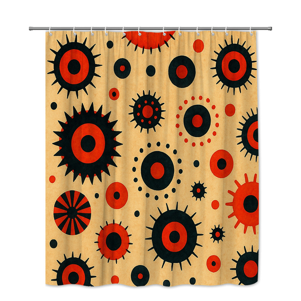 Red and Black Decorative Shower Curtain with Unique Patterns gallery