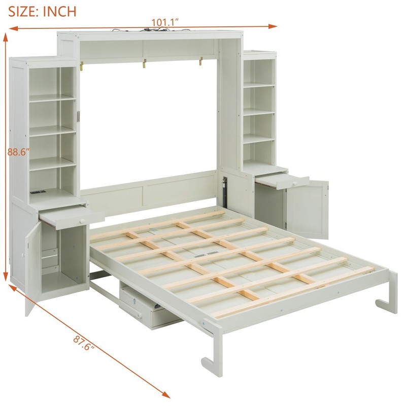 Queen Size Murphy Bed with Cabinets & Drawers, Hidden Murphy Wall Bed gallery