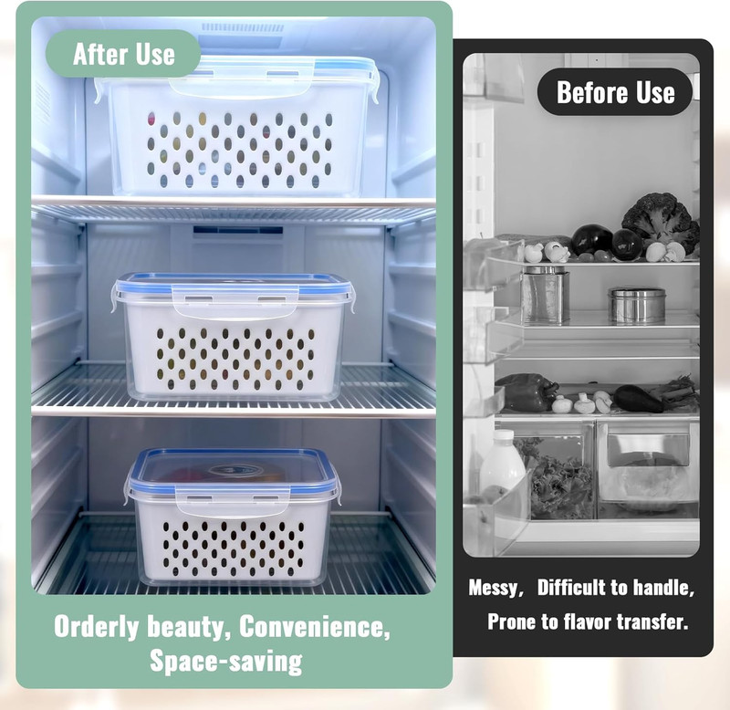 3 PCS Fruit Storage Containers for Fridge Food Berry Storage Container Set with gallery