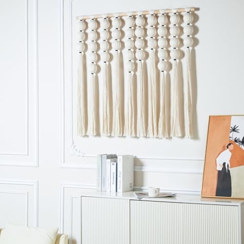 RUIZHIXUAN Large Macrame Wall Hanging Macrame Ball Wall Hangings Tapestry Cream gallery