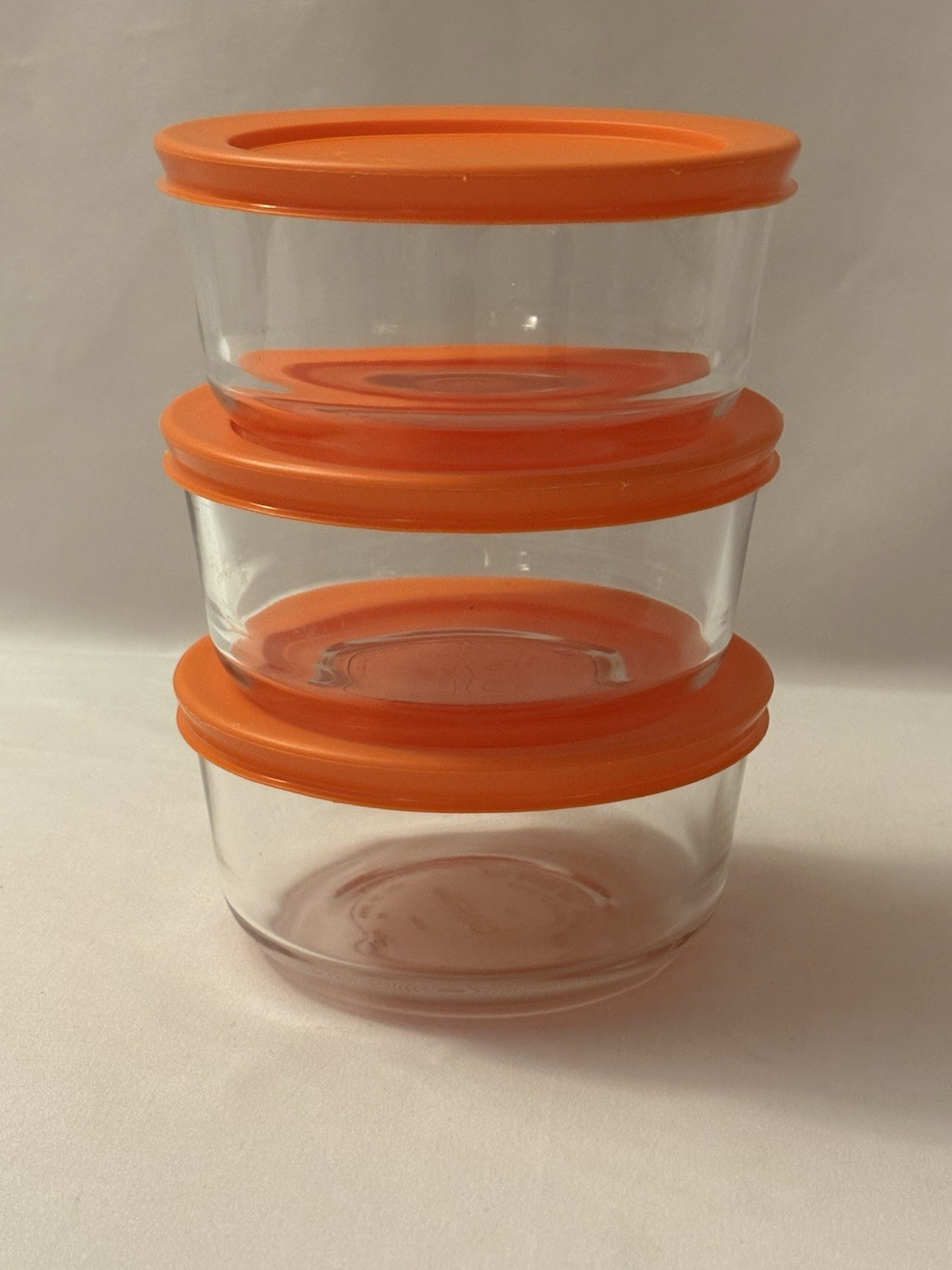 Set of 3 Pyrex 2-Cup Kitchen Storage Glass Bowls With Lids. Made In USA gallery