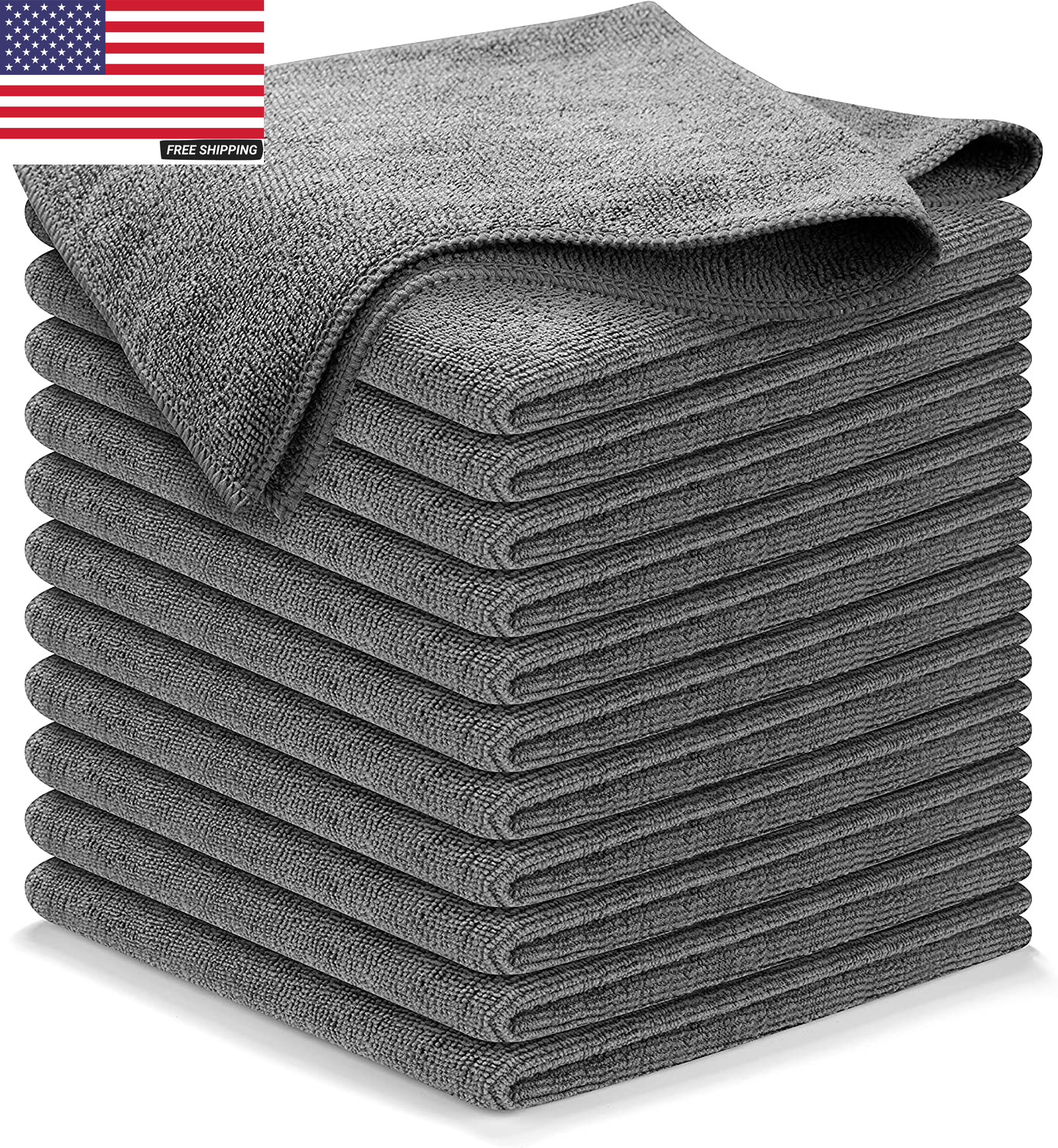 Microfiber Cleaning Cloth Grey - 12 Pcs (12.5"X12.5") - High Performance - 1200 gallery