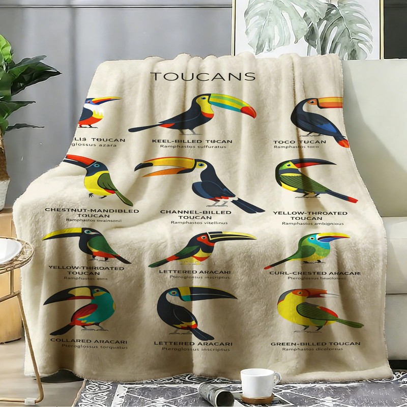 Toucan Pattern Flannel Blanket Soft Cozy Tapestry Napping Travel Use gallery