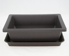 Rectangular Brown Plastic Bonsai Training Pot + Tray Set – 8.5″x 6.5″x 2.75″
