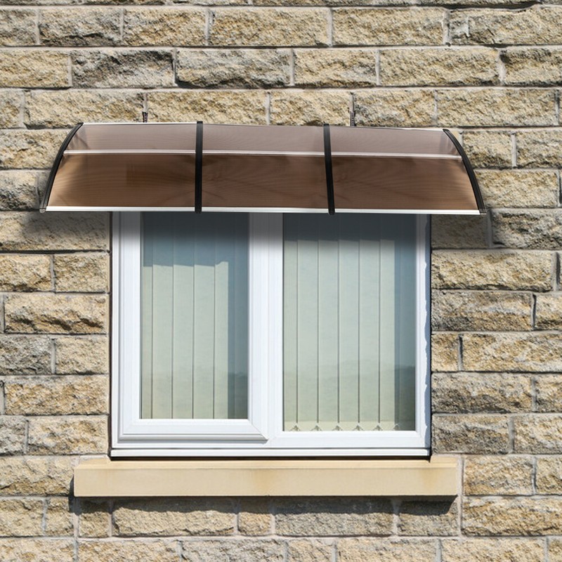 Window Awning Front Door Eaves Canopy Polycarbonate Roof Cover 40'' /80''/120'' gallery