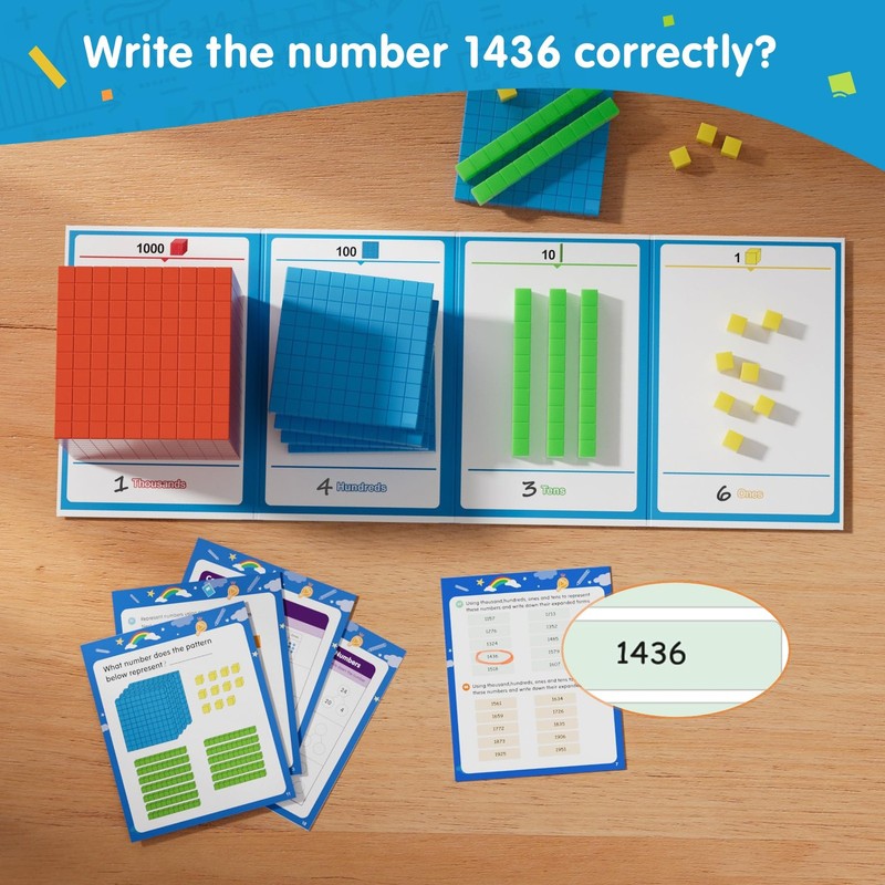 Base Ten Blocks with Place Value Chart - Math Manipulatives for Kids.Counting... gallery