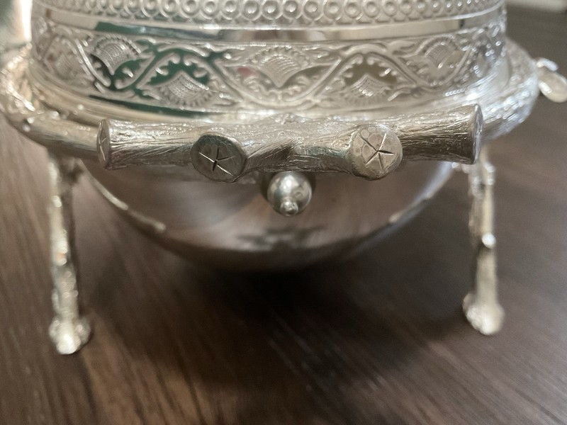 Victorian-style silver-plated revolving dome entree server/bacon warmer gallery