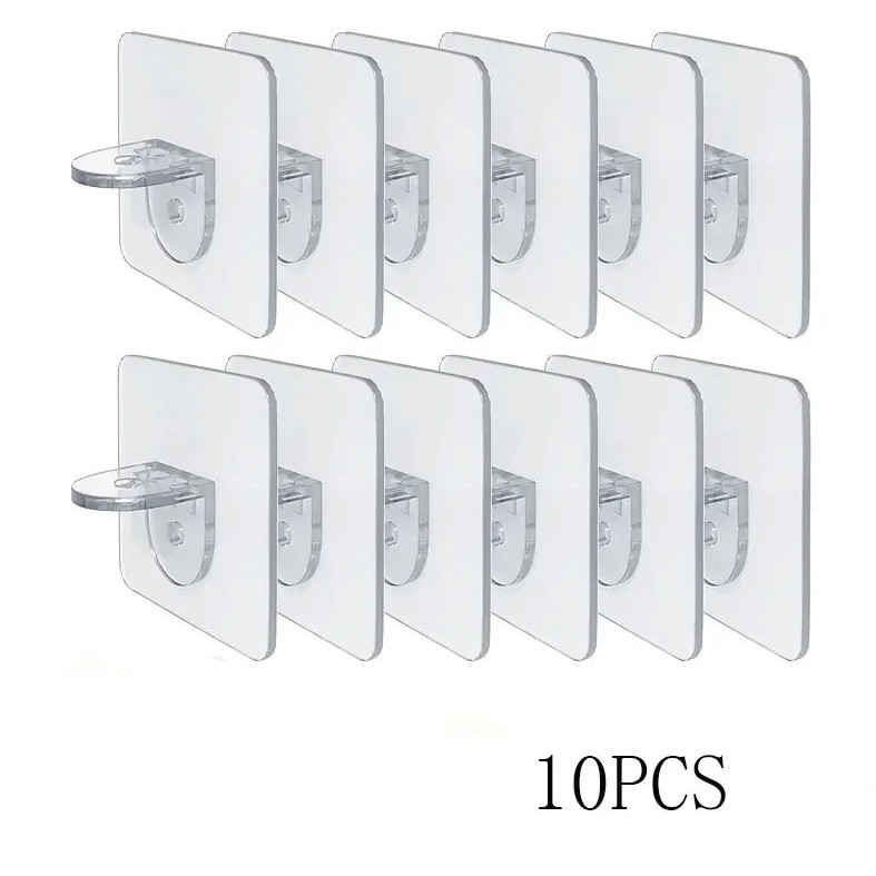 10pcs Acrylic Shelf Divider Brackets Adhesive Cabinet Support Holder Set - NEW gallery