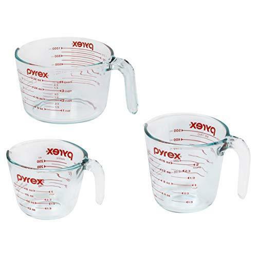 Pyrex Glass Measuring Cup Set (3-Piece, Microwave and Oven Safe),Clear gallery