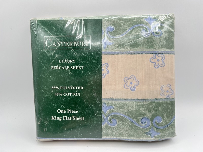 Canterbury Luxury Percale King Flat Sheet with 2 King Pillowcases NEW in Package gallery