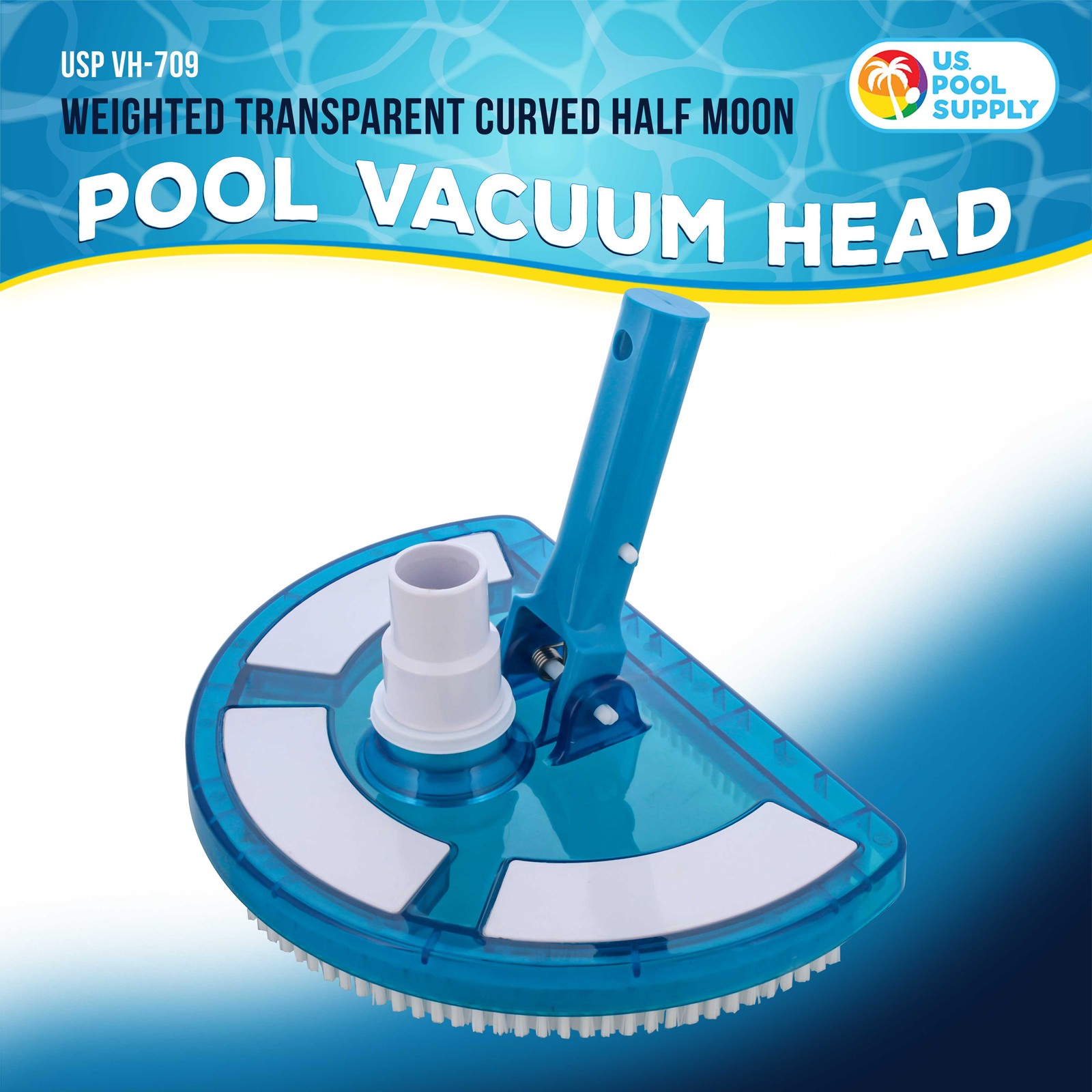 U.S. Pool Supply Weighted Pool Vacuum Head, Transparent Curved Half Moon Body gallery