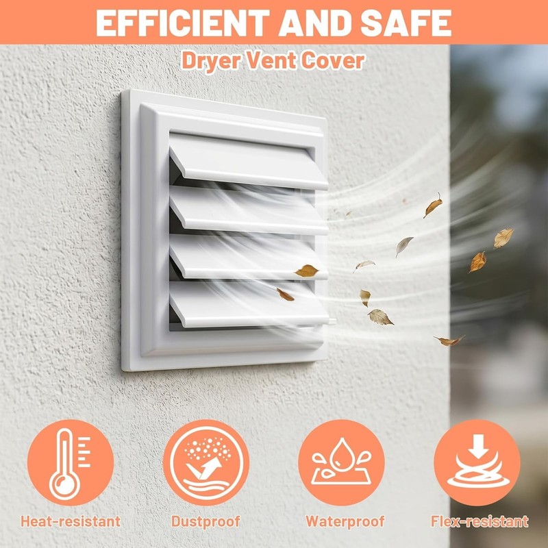 4 Pack Dryer Vent Flap Cover Replacement Plastic Outdoor Exhaust Vent Panel gallery
