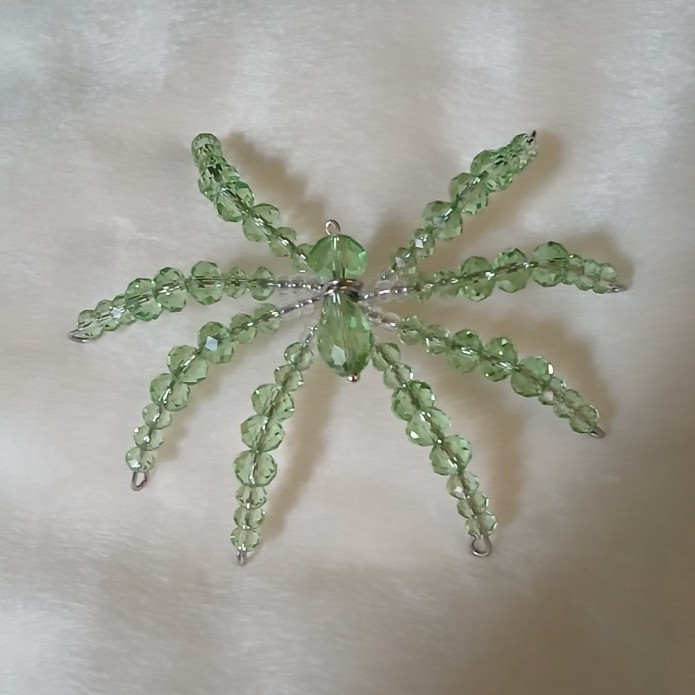 Handmade Beaded Light Green Spider Suncatcher Ornament gallery