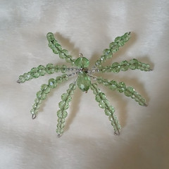 Handmade Beaded Light Green Spider Suncatcher Ornament
