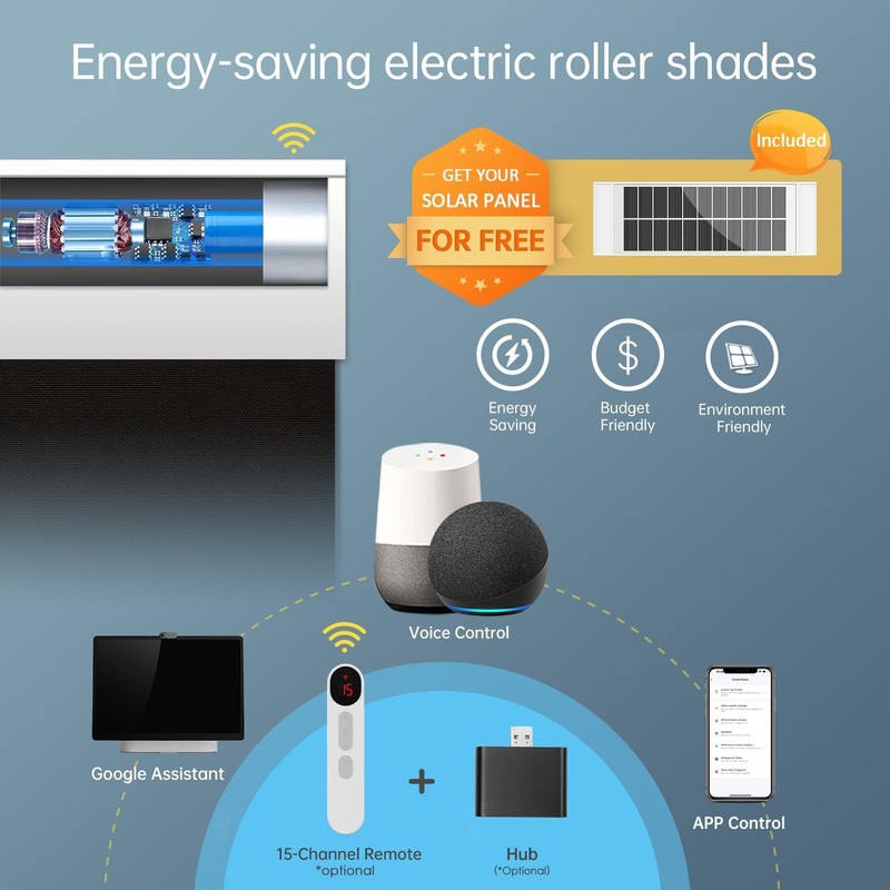 Denfoon Motorized Blinds Remotethermal Electric Blindssolar Panelcustomizable gallery