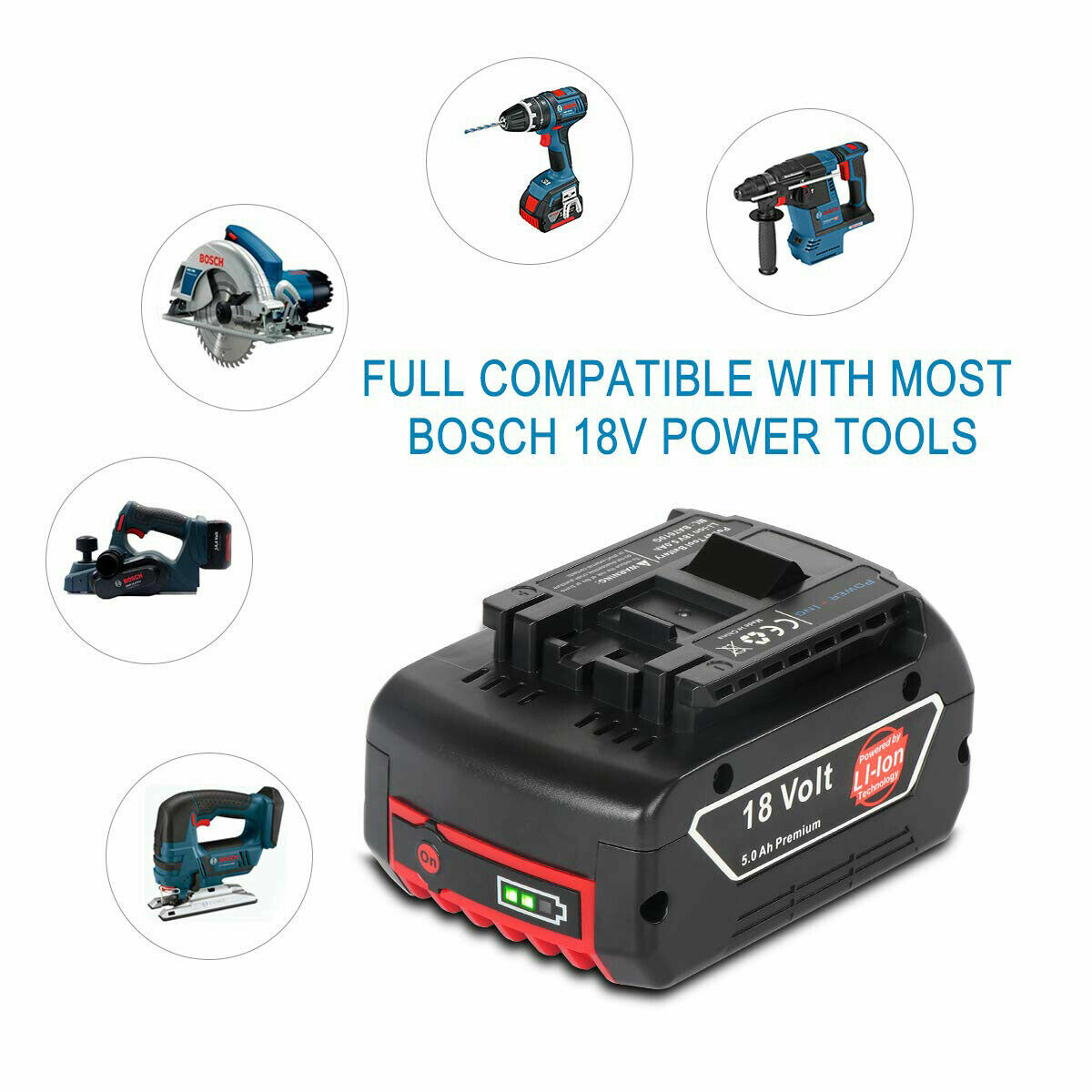 2PACK 18V Battery For Bosch 18 VOLT 8.0AH Li-ion BAT609 BAT610G BAT618 24618-01 gallery