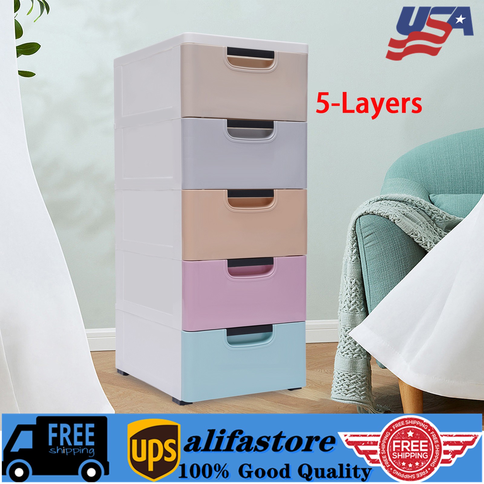 Slim Storage Chest Plastic Narrow Drawers Storage Cabinet 5 Drawer Vertical NEW gallery