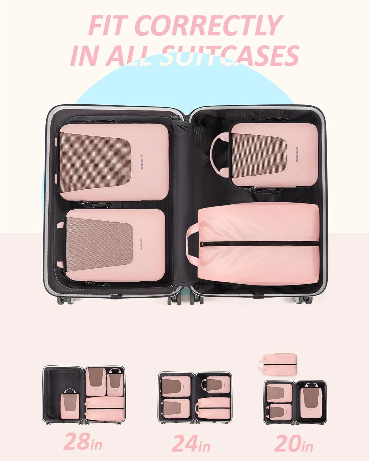 BAGSMART Compression Packing Cubes for Travel, 6/5/4set Lightweight Packing Orga gallery