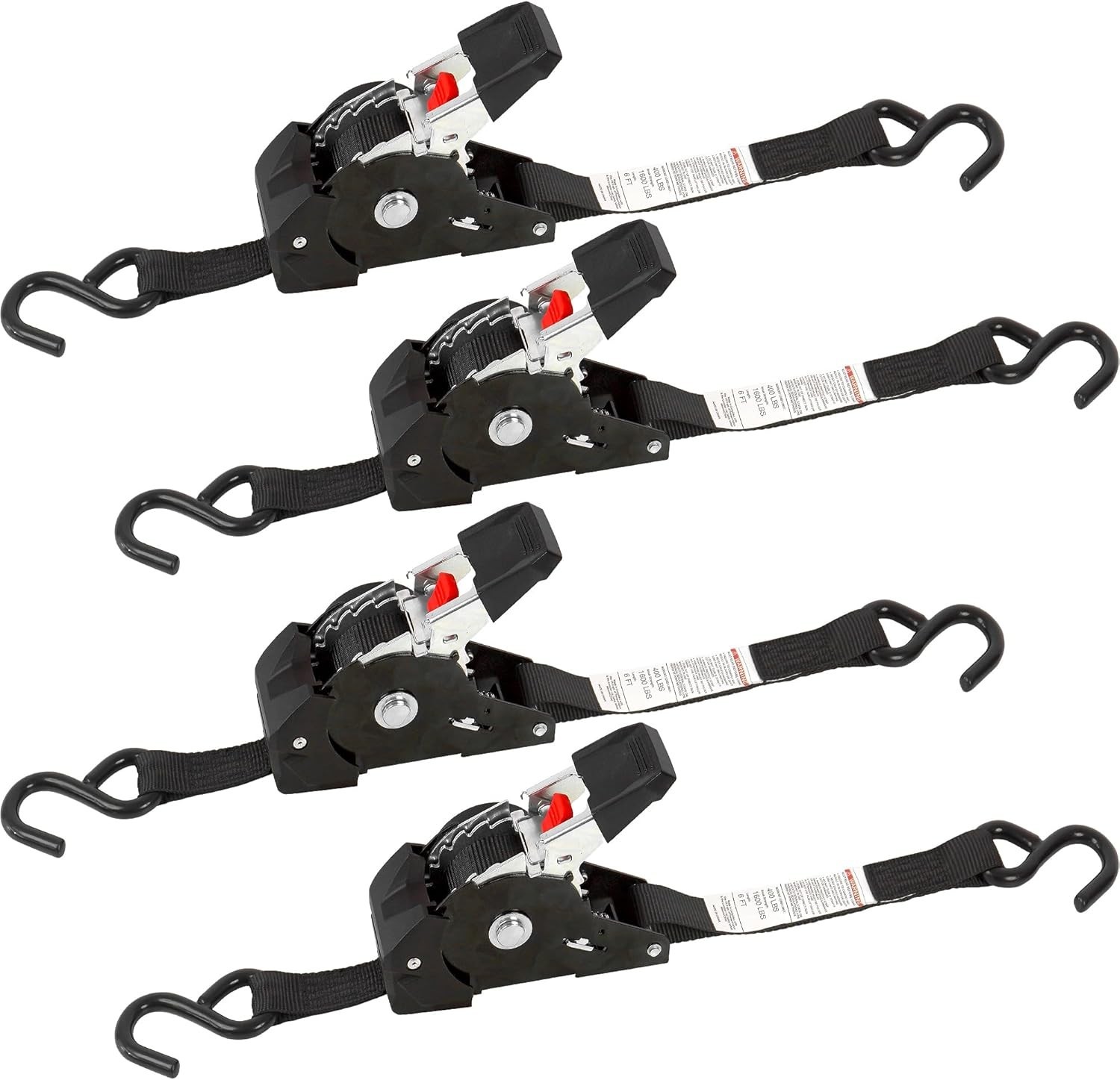 1" x 6' Retractable Ratchet Straps, 1600 lbs Break Strength, Heavy Duty 4 gallery