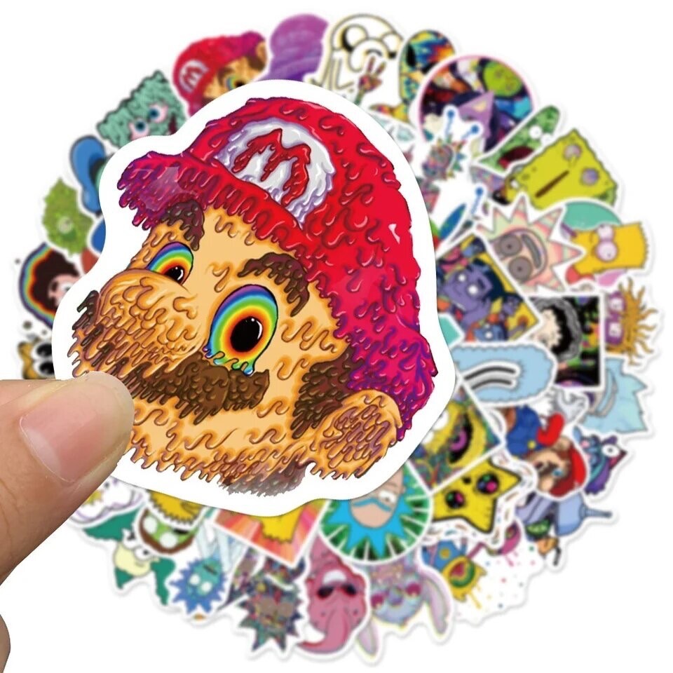 Trippy Psychedelic 50pk Stickers Mix Drippy Trippy Random Stickers Funny gallery