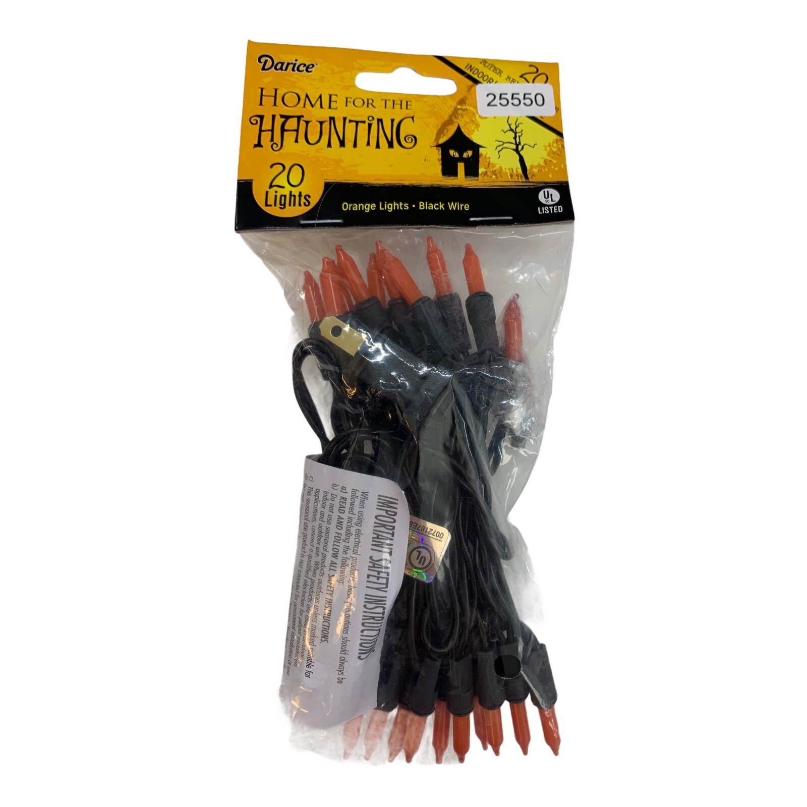 Darice Orange 20-Bulb Light Set with Black Cord for Indoor Use Only gallery