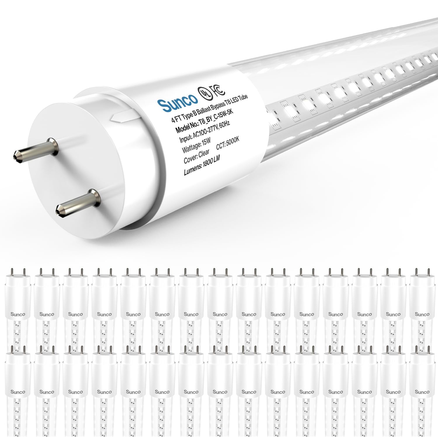 Sunco 30 Pack T8 LED 4FT Tube Light Bulbs Ballast Bypass Fluorescent Replacement gallery