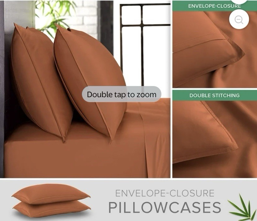 Pure Bamboo Split King Sheet Set Terracotta Envelope Closure Double Stitching gallery