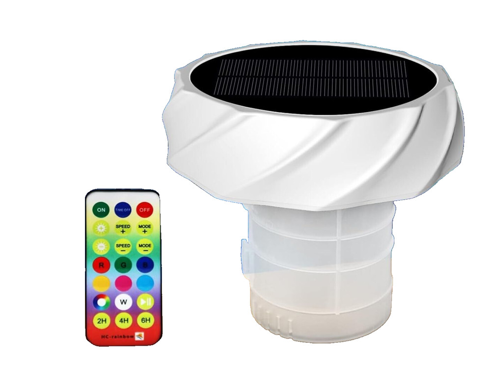Floating Pool Chlorine w Solar Light Chlorine Dispenser Fits 3" & 1" Tablets NEW