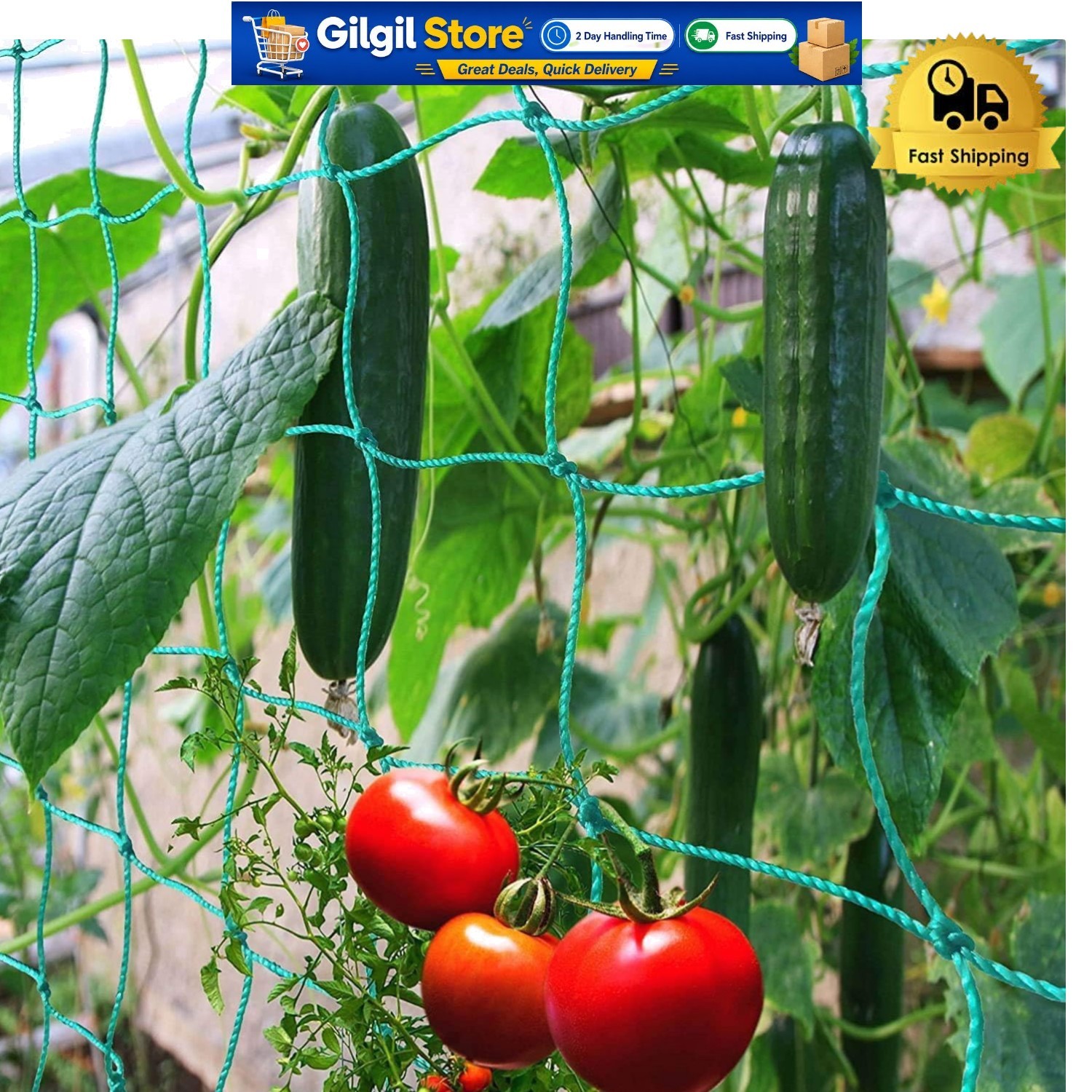Tear-Resistant Climbing Plant Support Net, Heavy Duty for Garden Use - Green gallery