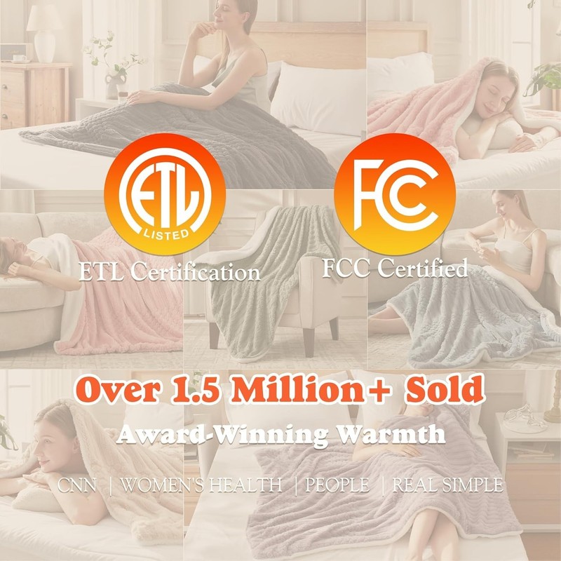 Tufted Heated Blanket Throw Size- Fast Warming with 6 Heat Settings & 4 Hours... gallery