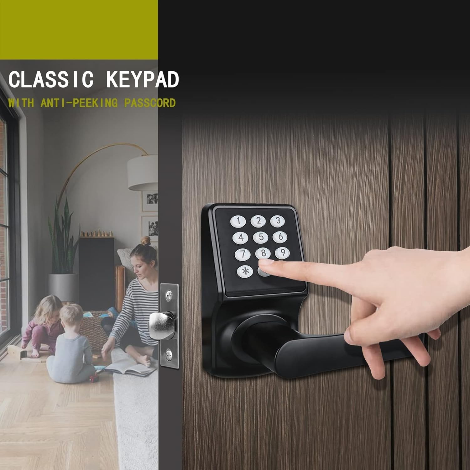 Keypad Door Lock with Handle-Keyless Entry Door Lock -Matte Black gallery