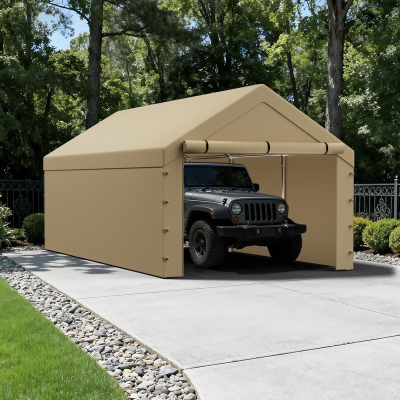 Carport Sidewall Panel with Elastic Ball Bungees, for 10x20 FT or 12x20 FT Ga... gallery