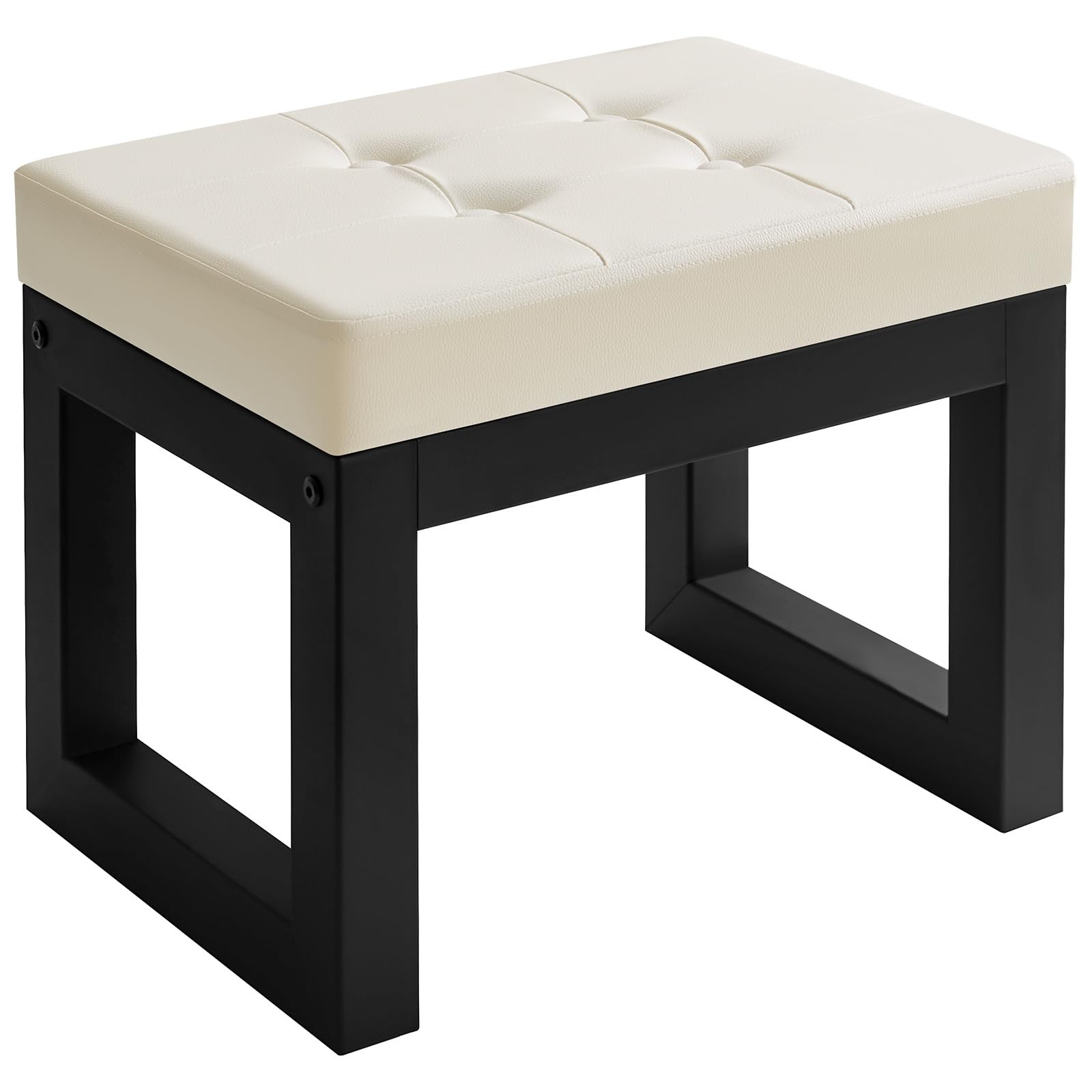 16 Inch Small Foot Stool Ottoman, Rectangle PU Faux Leather Foot Rest with Padde gallery