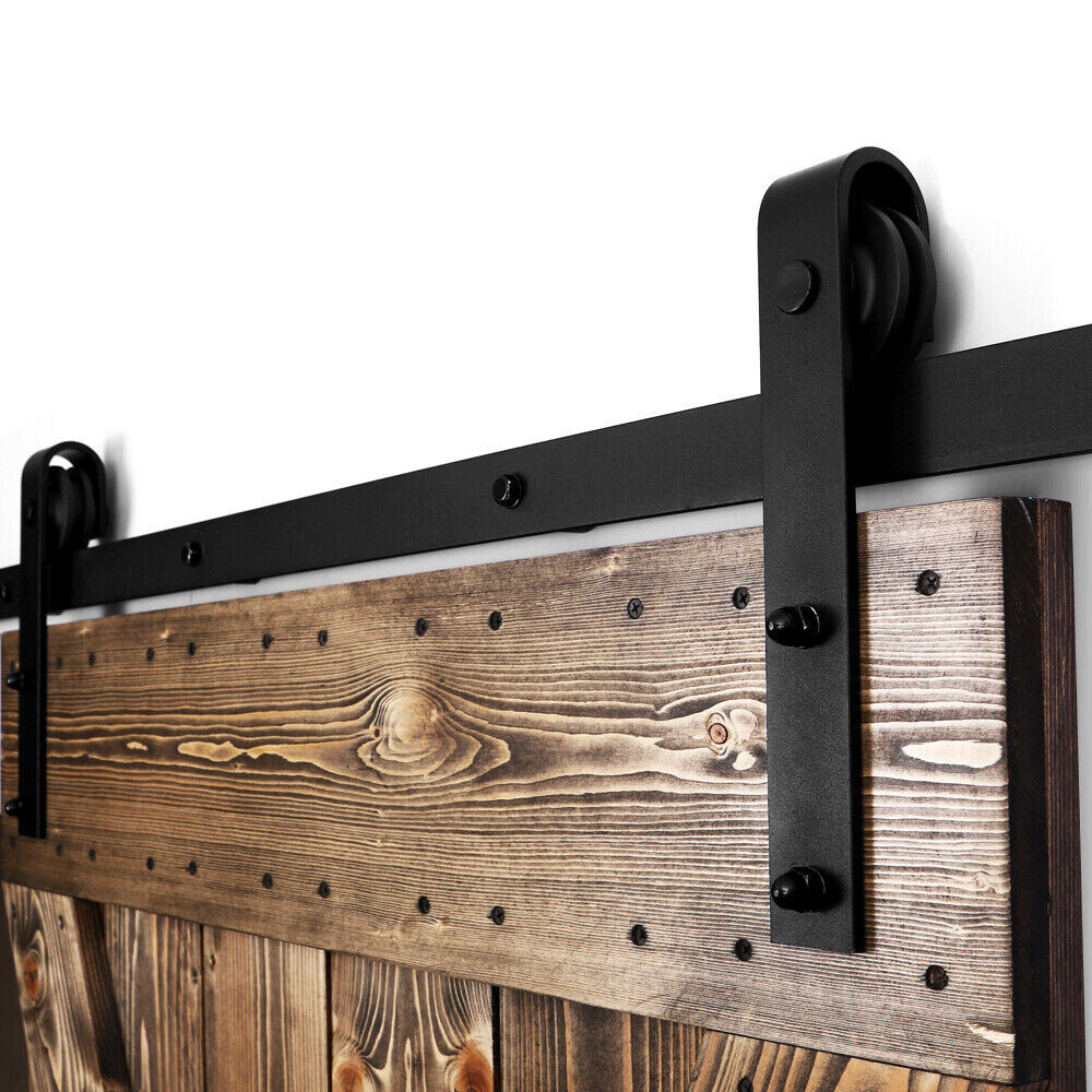 6.6FT Sliding Barn Door Hardware Kit Modern Closet Hang Style Track Rail Black gallery