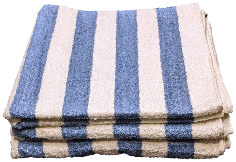 3 - Hotel & Spa Pool Beach Cabana Towels 100% Ring Spun Cotton Blue/White Stripe gallery